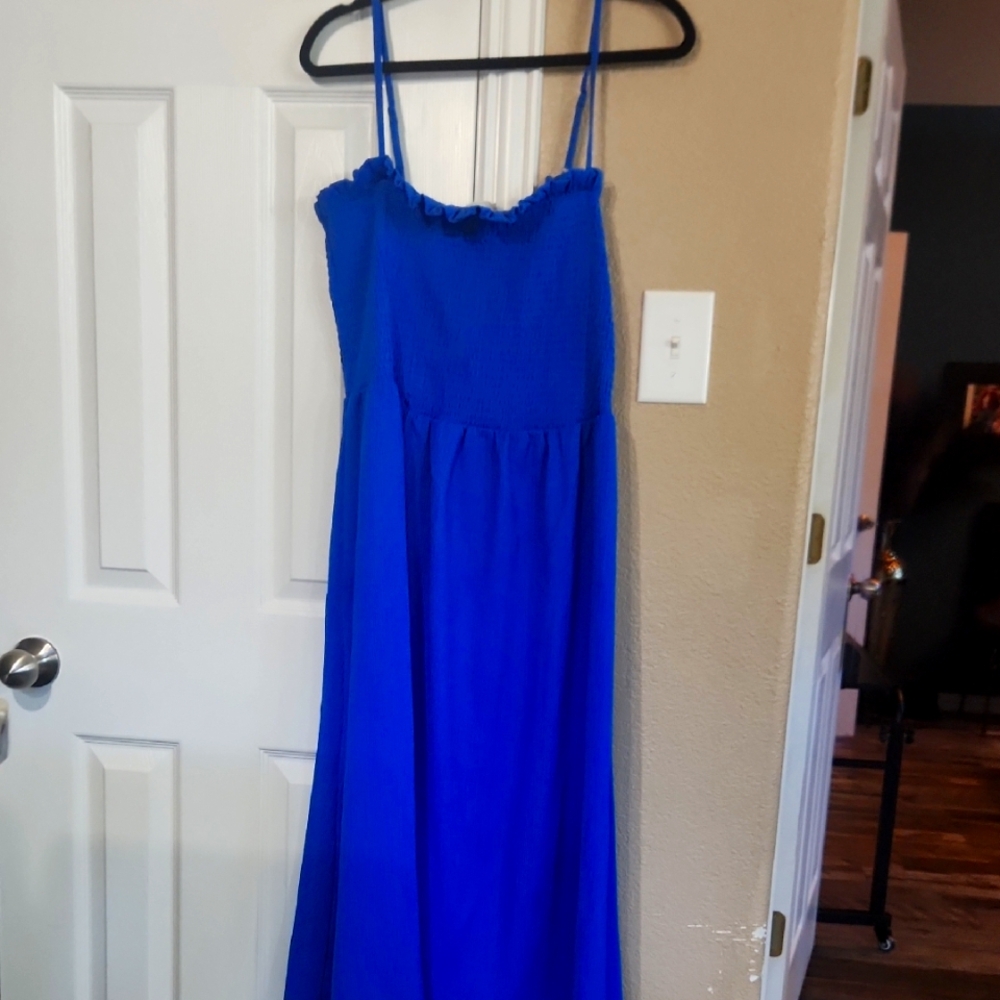 H&M Blue Sleeveless Spaghetti Strap Maxi Sundress